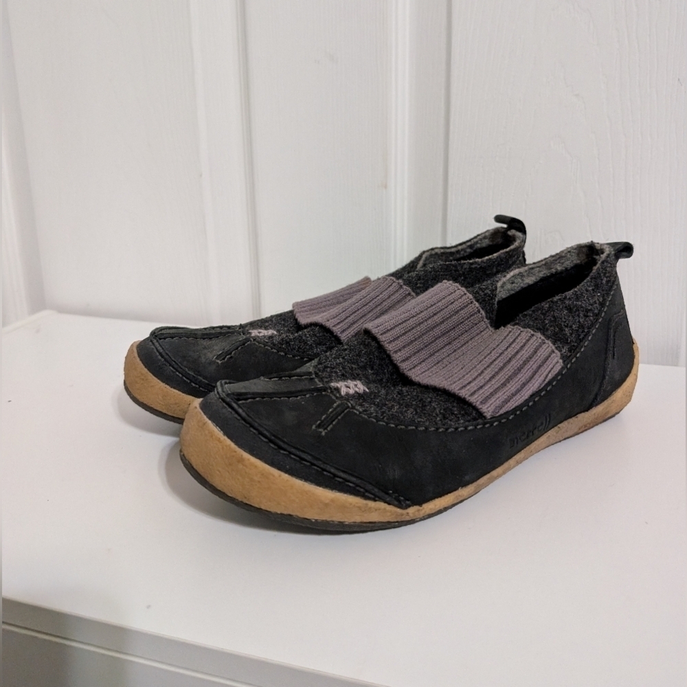 Merrell Shoes Women Montreal Slip On Black Leather Wool Casual J70654 Size 7